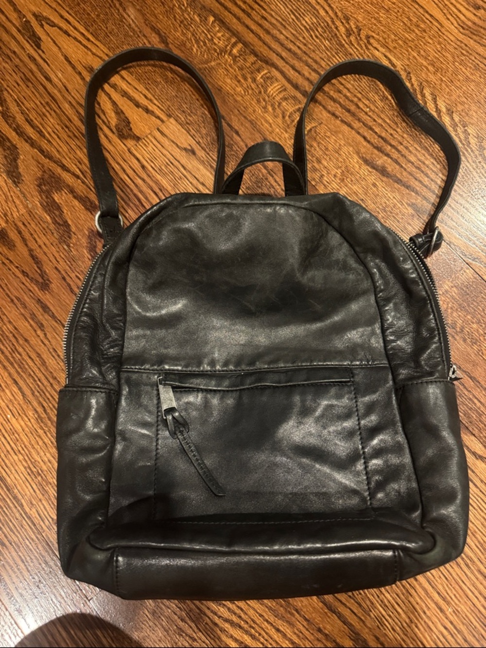 Lucky Brand Fully Lined Black Leather Backpack Medium Sized